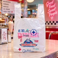 AT PACK Custom Plastic T-Shirt Bag  Printed Vest Carrier Bag with Handle for Takeaway Food, Restaurants and Retail Packaging,AT PACK,AT PACK Custom Plastic T-Shirt Bag  Printed Vest Carrier Bag with Handle for Takeaway Food, Restaurants and Retail Packaging