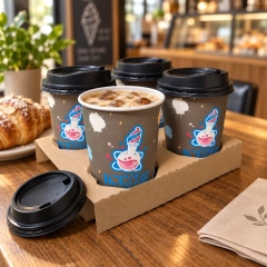 AT PACK Custom 4 Cup Carrier Tray Eco-Friendly Paper Cup Holder Tray for Coffee Shops, Takeaway Drinks and Beverage Packaging,AT PACK,AT PACK Custom 4 Cup Carrier Tray Eco-Friendly Paper Cup Holder Tray for Coffee Shops, Takeaway Drinks and Beverage Packaging
