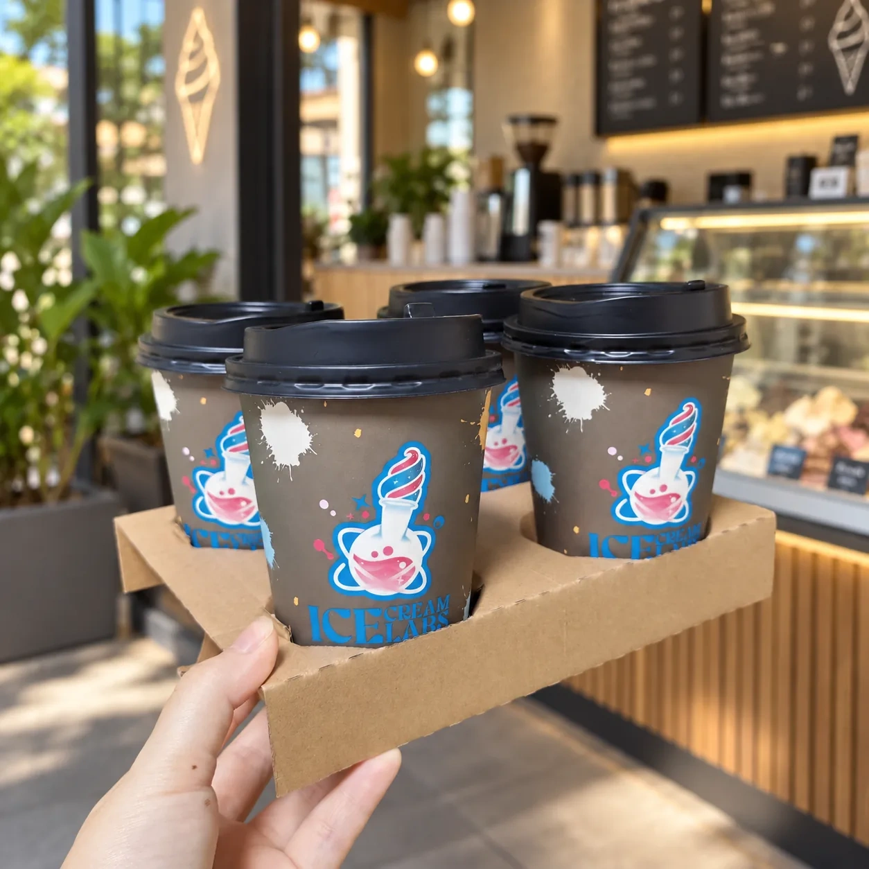 AT PACK Custom 4 Cup Carrier Tray Eco-Friendly Paper Cup Holder Tray for Coffee Shops, Takeaway Drinks and Beverage Packaging,AT PACK,AT PACK Custom 4 Cup Carrier Tray Eco-Friendly Paper Cup Holder Tray for Coffee Shops, Takeaway Drinks and Beverage Packaging