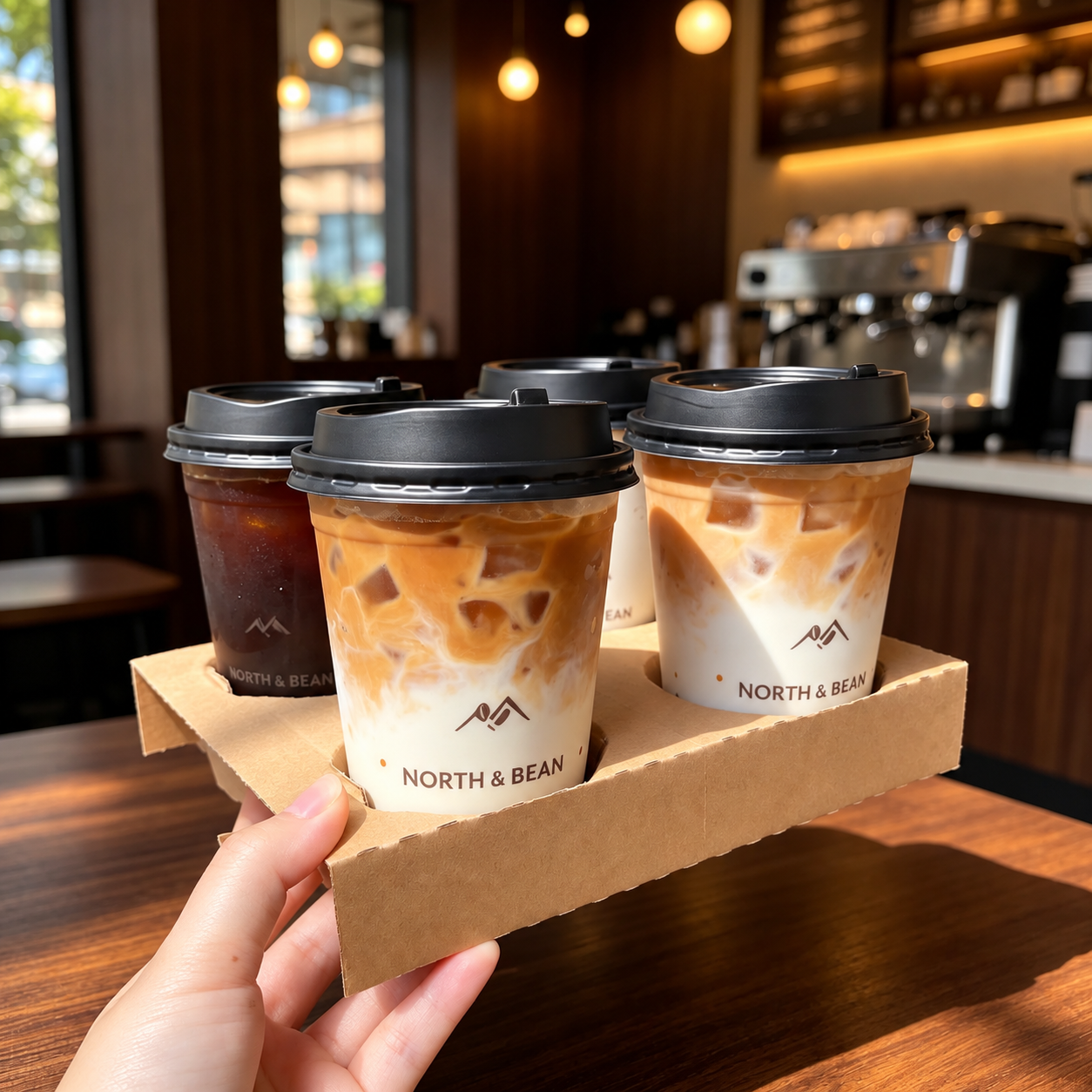 AT PACK Custom 4 Cup Carrier Tray Eco-Friendly Paper Cup Holder Tray for Coffee Shops, Takeaway Drinks and Beverage Packaging,AT PACK,AT PACK Custom 4 Cup Carrier Tray Eco-Friendly Paper Cup Holder Tray for Coffee Shops, Takeaway Drinks and Beverage Packaging