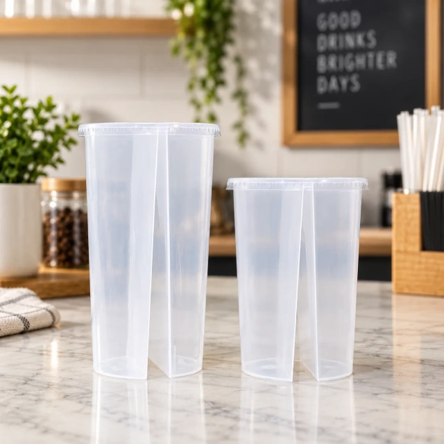 AT PACK Custom Double Compartment Cup Innovative Dual Drink PET Cup for Bubble Tea, Coffee, Juice and Beverage Packaging,AT PACK,AT PACK Custom Double Compartment Cup Innovative Dual Drink PET Cup for Bubble Tea, Coffee, Juice and Beverage Packaging