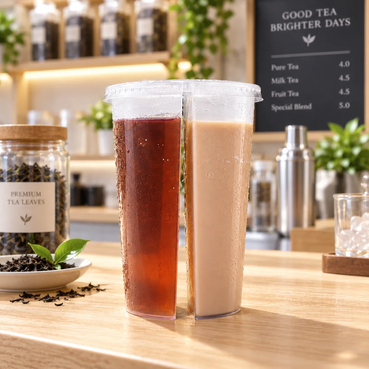 AT PACK Custom Double Compartment Cup Innovative Dual Drink PET Cup for Bubble Tea, Coffee, Juice and Beverage Packaging,AT PACK,AT PACK Custom Double Compartment Cup Innovative Dual Drink PET Cup for Bubble Tea, Coffee, Juice and Beverage Packaging