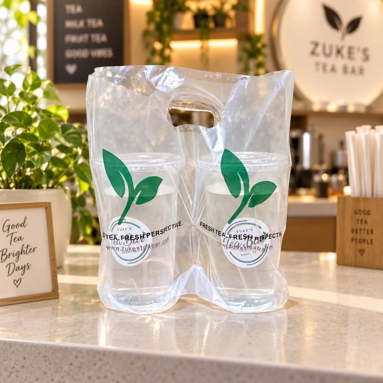 AT PACK Custom Handle Plastic Carry Bag  Clear PE T-Shirt Bag for Coffee Shops, Bubble Tea and Takeaway Beverage Packaging,AT PACK,AT PACK Custom Handle Plastic Carry Bag  Clear PE T-Shirt Bag for Coffee Shops, Bubble Tea and Takeaway Beverage Packaging