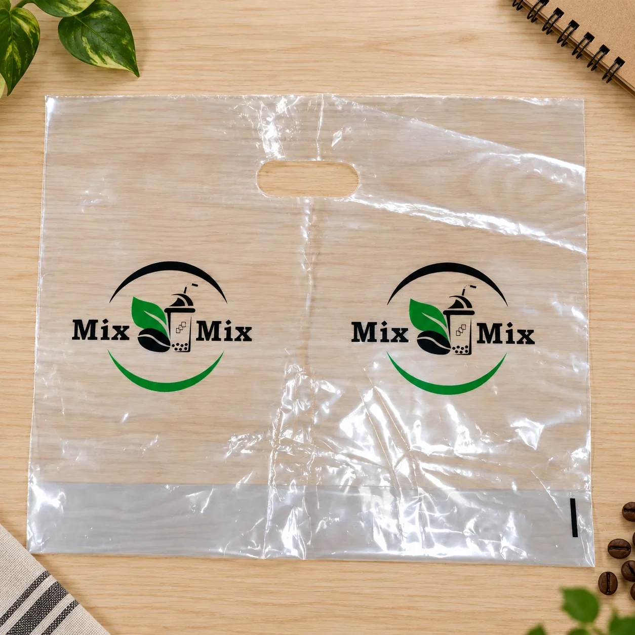 AT PACK Custom Handle Plastic Carry Bag  Clear PE T-Shirt Bag for Coffee Shops, Bubble Tea and Takeaway Beverage Packaging,AT PACK,AT PACK Custom Handle Plastic Carry Bag  Clear PE T-Shirt Bag for Coffee Shops, Bubble Tea and Takeaway Beverage Packaging
