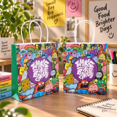 AT PACK Custom Kraft Paper Gift Bag Premium Printed Shopping Bag with Rope Handle for Coffee Shops, Retail and Branding Packaging,AT PACK,AT PACK Custom Kraft Paper Gift Bag Premium Printed Shopping Bag with Rope Handle for Coffee Shops, Retail and Branding Packaging