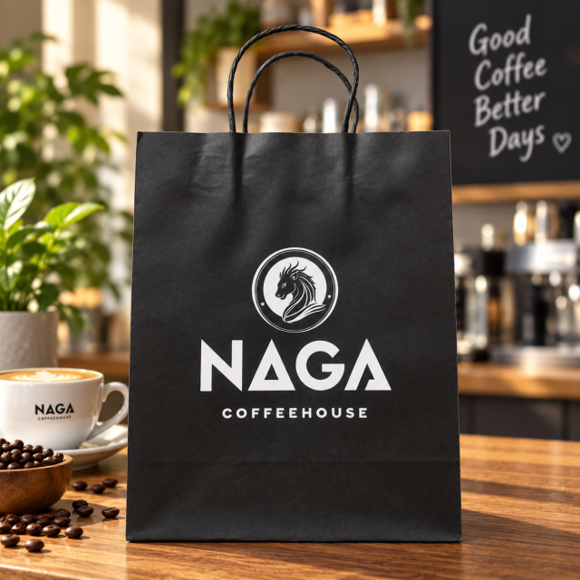 AT PACK Custom Kraft Paper Gift Bag Premium Printed Shopping Bag with Rope Handle for Coffee Shops, Retail and Branding Packaging,AT PACK,AT PACK Custom Kraft Paper Gift Bag Premium Printed Shopping Bag with Rope Handle for Coffee Shops, Retail and Branding Packaging