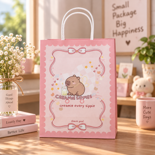 AT PACK Custom Kraft Paper Gift Bag Premium Printed Shopping Bag with Rope Handle for Coffee Shops, Retail and Branding Packaging,AT PACK,AT PACK Custom Kraft Paper Gift Bag Premium Printed Shopping Bag with Rope Handle for Coffee Shops, Retail and Branding Packaging