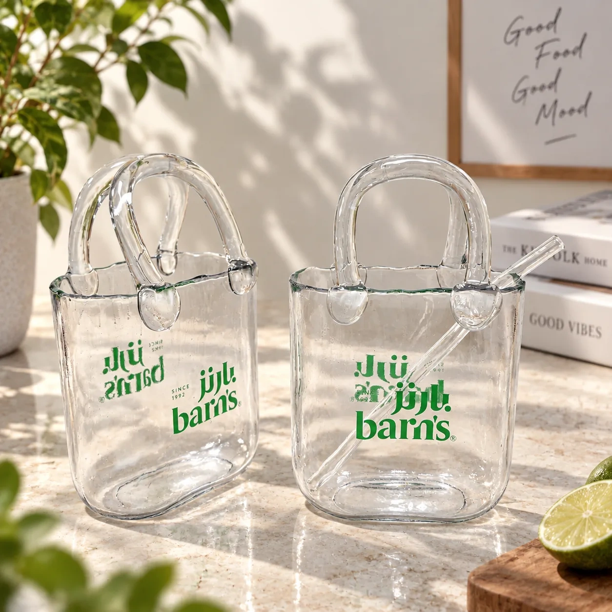 AT PACK Custom Handbag-Shaped Glass Cups with Handles & Straws  Creative Reusable Glass Drinkware for Cafés and Beverage Brands,AT PACK,AT PACK Custom Handbag-Shaped Glass Cups with Handles & Straws  Creative Reusable Glass Drinkware for Cafés and Beverage Brands