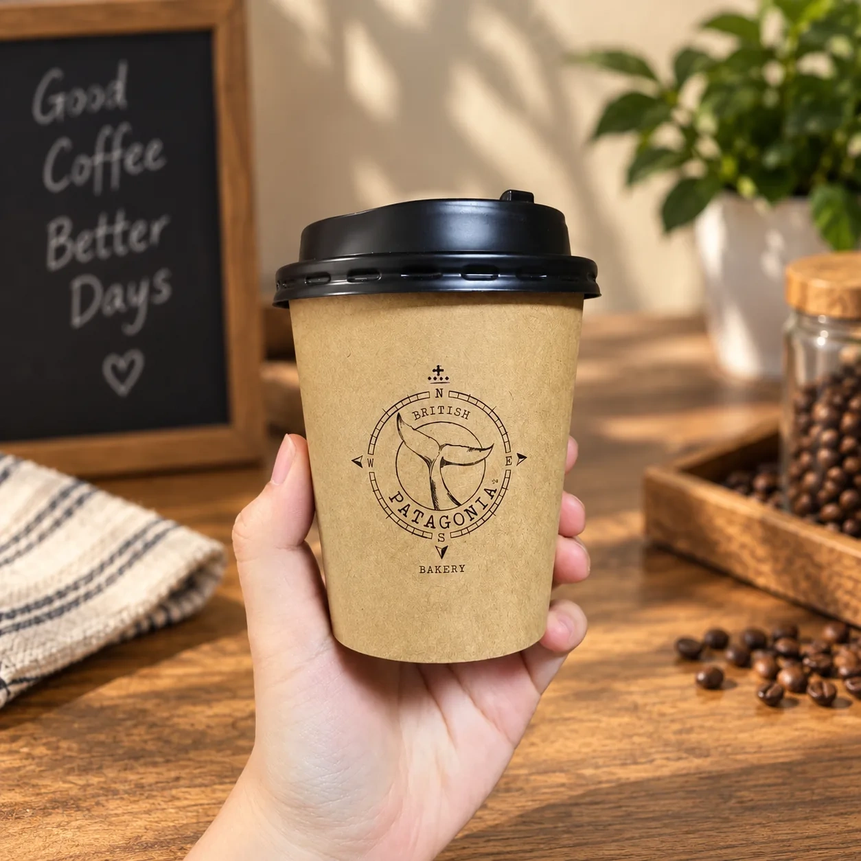 AT PACK Custom Kraft Paper Coffee Cups with Lids Eco-Friendly Disposable Takeaway Cups for Coffee Shops and Cafe,AT PACK,AT PACK Custom Kraft Paper Coffee Cups with Lids Eco-Friendly Disposable Takeaway Cups for Coffee Shops and Cafe