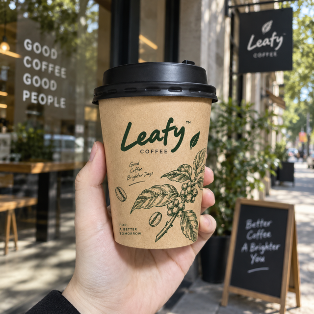 AT PACK Custom Kraft Paper Coffee Cups with Lids Eco-Friendly Disposable Takeaway Cups for Coffee Shops and Cafe,AT PACK,AT PACK Custom Kraft Paper Coffee Cups with Lids Eco-Friendly Disposable Takeaway Cups for Coffee Shops and Cafe