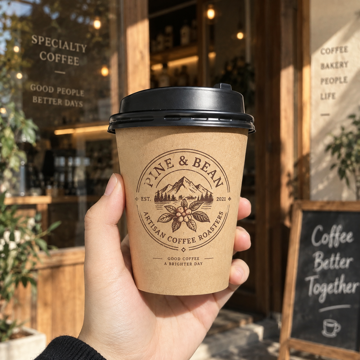 AT PACK Custom Kraft Paper Coffee Cups with Lids Eco-Friendly Disposable Takeaway Cups for Coffee Shops and Cafe,AT PACK,AT PACK Custom Kraft Paper Coffee Cups with Lids Eco-Friendly Disposable Takeaway Cups for Coffee Shops and Cafe