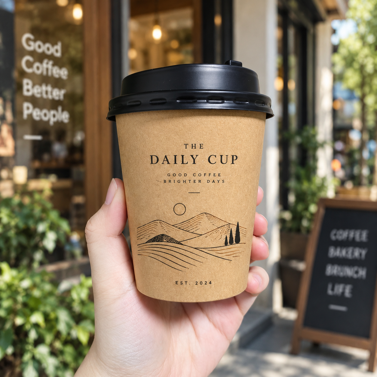 AT PACK Custom Kraft Paper Coffee Cups with Lids Eco-Friendly Disposable Takeaway Cups for Coffee Shops and Cafe,AT PACK,AT PACK Custom Kraft Paper Coffee Cups with Lids Eco-Friendly Disposable Takeaway Cups for Coffee Shops and Cafe