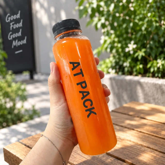 AT PACK Custom PET Bottles with Caps  Clear Plastic Beverage Bottles for Coffee, Juice, Tea and Cold Drinks,AT PACK,AT PACK Custom PET Bottles with Caps  Clear Plastic Beverage Bottles for Coffee, Juice, Tea and Cold Drinks