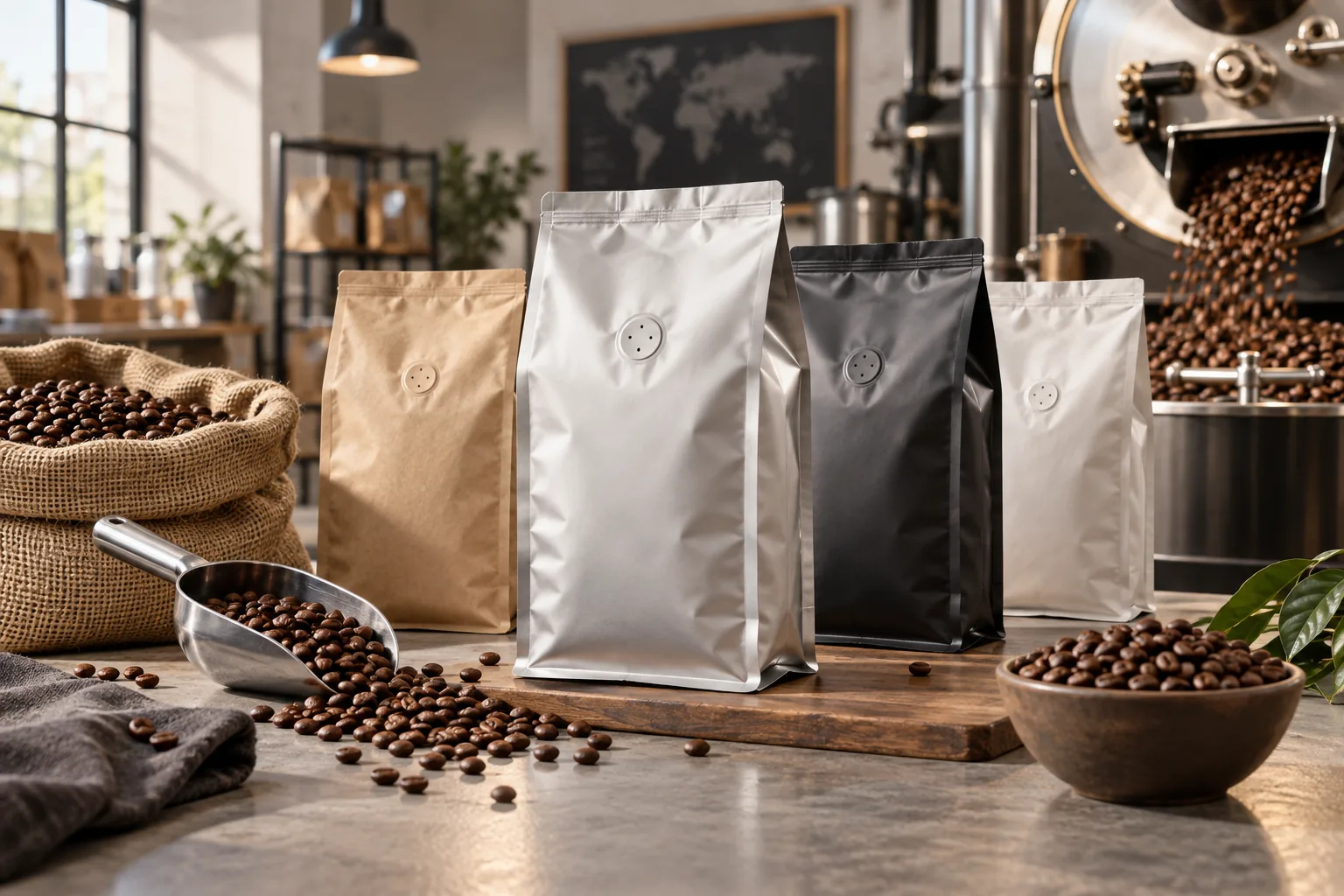Aluminum Foil Coffee Bags With Degassing Valves,AT PACK