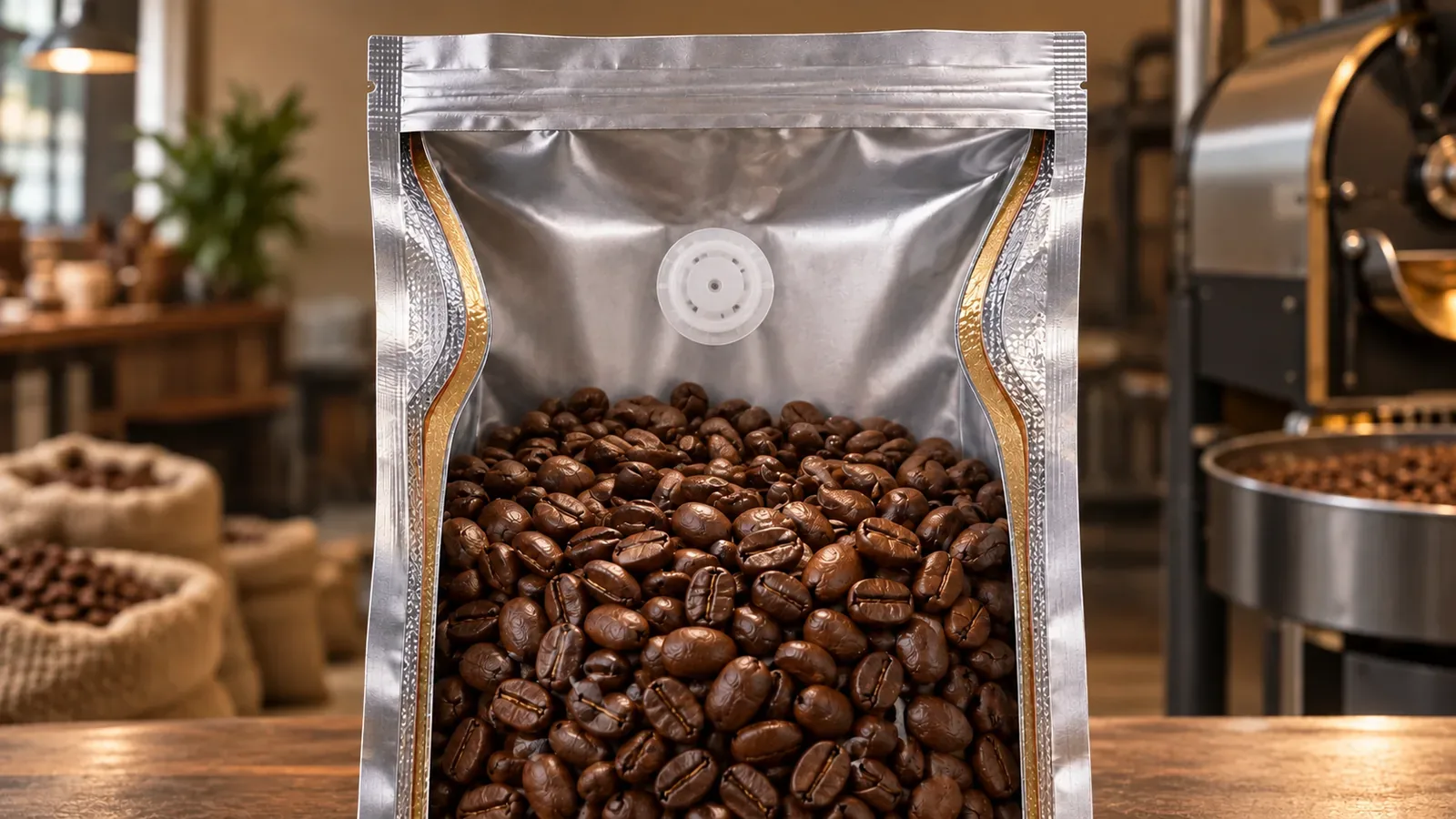 Aluminum Foil Coffee Bags With Degassing Valves,AT PACK