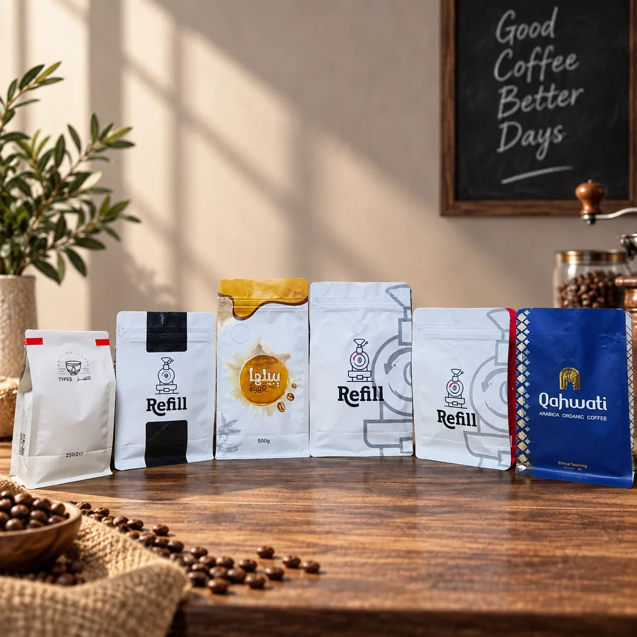AT PACK Custom Coffee Bags with Zipper & Valve  Premium Flat Bottom Pouches for Roasted Coffee Packaging,AT PACK,AT PACK Custom Coffee Bags with Zipper & Valve  Premium Flat Bottom Pouches for Roasted Coffee Packaging