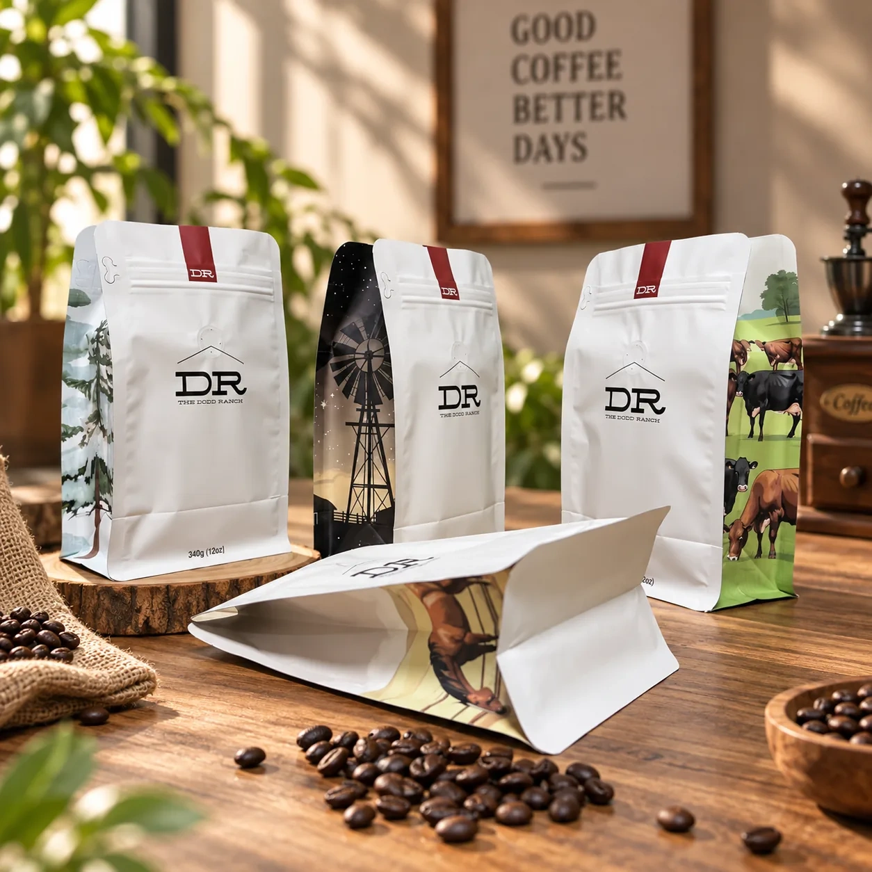 AT PACK Custom Coffee Bags with Zipper & Valve  Premium Flat Bottom Pouches for Roasted Coffee Packaging,AT PACK,AT PACK Custom Coffee Bags with Zipper & Valve  Premium Flat Bottom Pouches for Roasted Coffee Packaging
