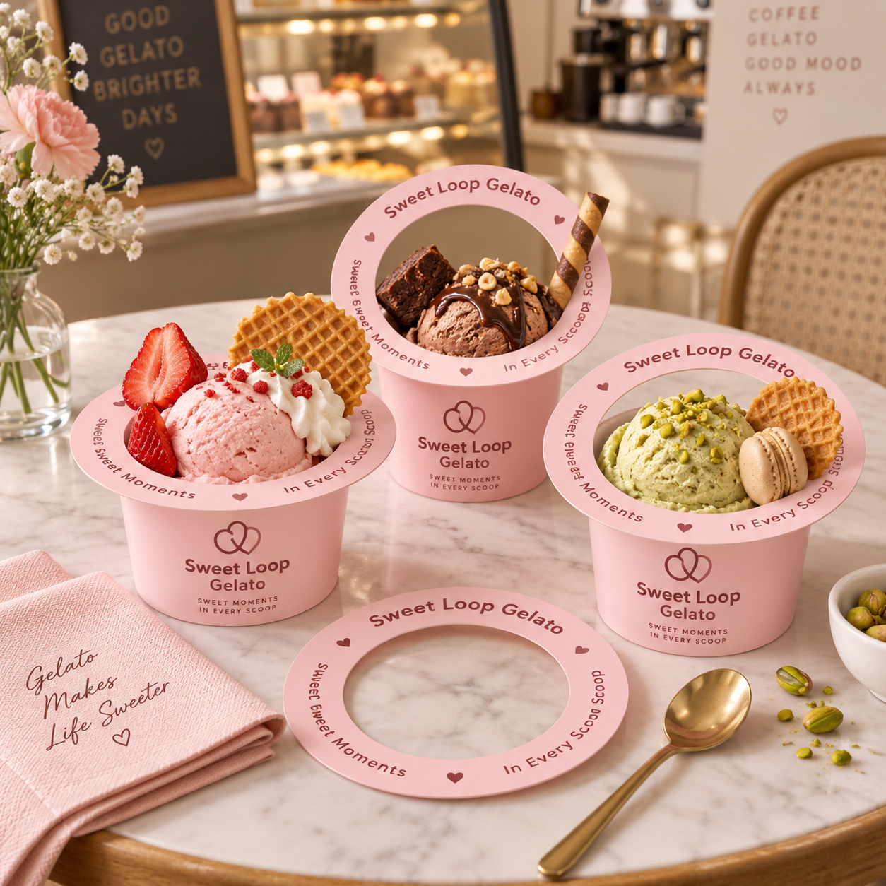 AT PACK Custom Ice Cream Cup Rim Packaging with Logo for Gelato Shop Cafe Dessert Takeaway Branding Premium Food Packaging Solution,AT PACK,AT PACK Custom Ice Cream Cup Rim Packaging with Logo for Gelato Shop Cafe Dessert Takeaway Branding Premium Food Packaging Solution