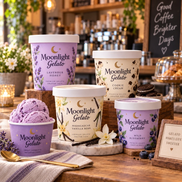 AT PACK Custom Ice Cream Cups with Lids Branded Paper Ice Cream Containers for Gelato & Dessert Shops,AT PACK,AT PACK Custom Ice Cream Cups with Lids Branded Paper Ice Cream Containers for Gelato & Dessert Shops