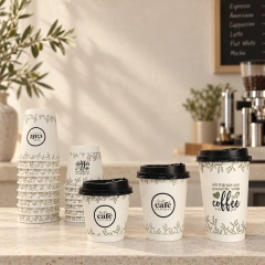 AT PACK Custom Black Paper Coffee Cups  Premium Branded Disposable Hot Drink Cups with Lids for Cafés,AT PACK,AT PACK Custom Black Paper Coffee Cups  Premium Branded Disposable Hot Drink Cups with Lids for Cafés