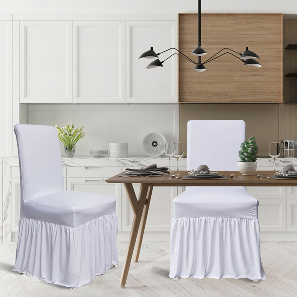 molasofa Chair Covers for Dining Room Set of 2 Stretch Chair Slipcovers with Skirt for Kitchen Seat Protectors Wedding Banquet Decor Kids Pets Spandex Fabric Washable