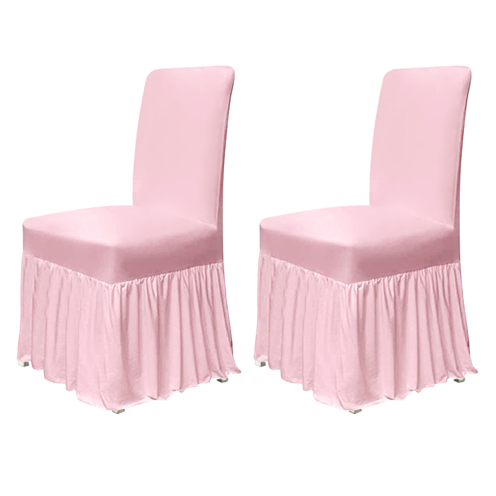molasofa Chair Covers for Dining Room Set of 2 Stretch Chair Slipcovers with Skirt for Kitchen Seat Protectors Wedding Banquet Decor Kids Pets Spandex Fabric Washable
