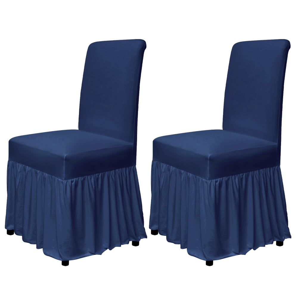 molasofa Chair Covers for Dining Room Set of 2 Stretch Chair Slipcovers with Skirt for Kitchen Seat Protectors Wedding Banquet Decor Kids Pets Spandex Fabric Washable