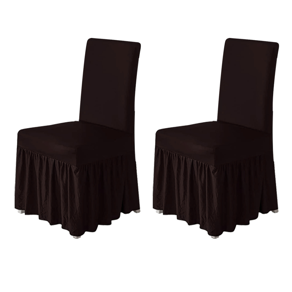 molasofa Chair Covers for Dining Room Set of 2 Stretch Chair Slipcovers with Skirt for Kitchen Seat Protectors Wedding Banquet Decor Kids Pets Spandex Fabric Washable