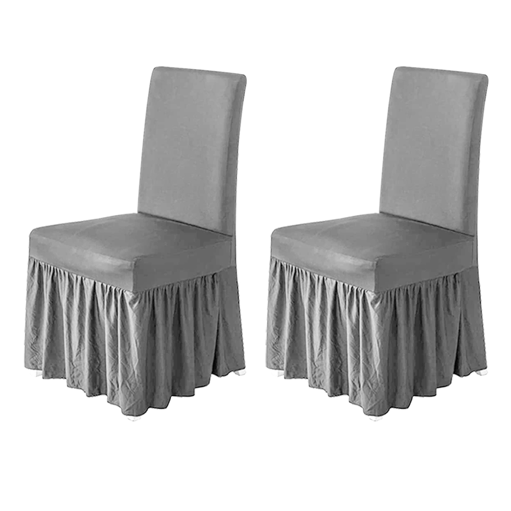 molasofa Chair Covers for Dining Room Set of 2 Stretch Chair Slipcovers with Skirt for Kitchen Seat Protectors Wedding Banquet Decor Kids Pets Spandex Fabric Washable