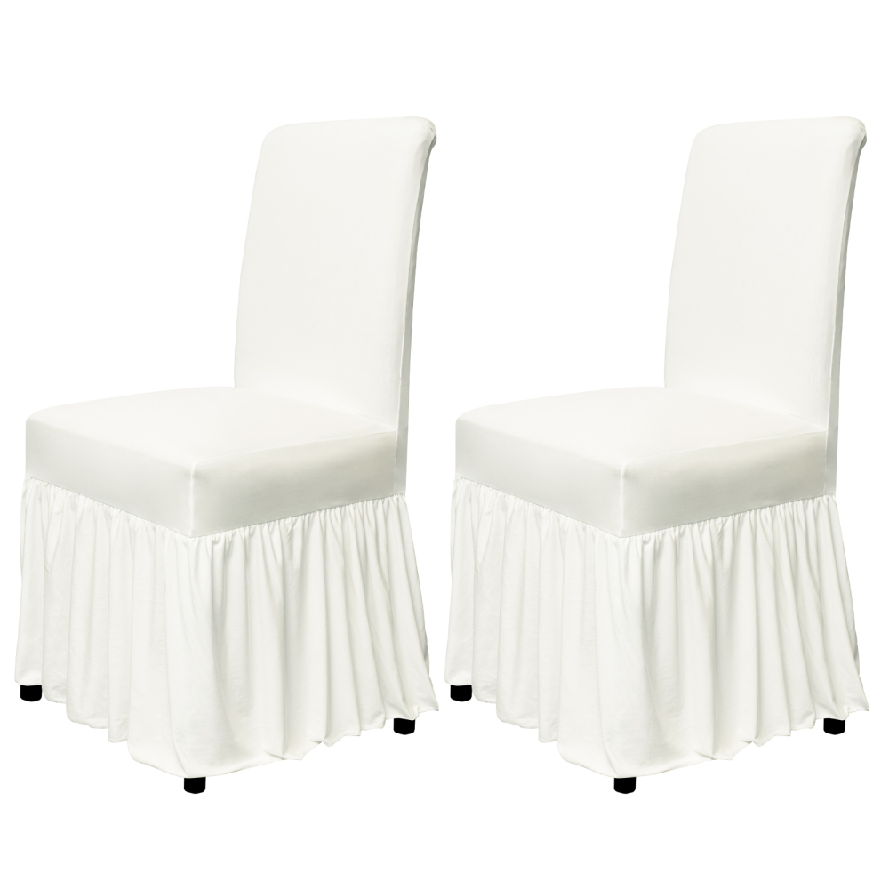 molasofa Chair Covers for Dining Room Set of 2 Stretch Chair Slipcovers with Skirt for Kitchen Seat Protectors Wedding Banquet Decor Kids Pets Spandex Fabric Washable