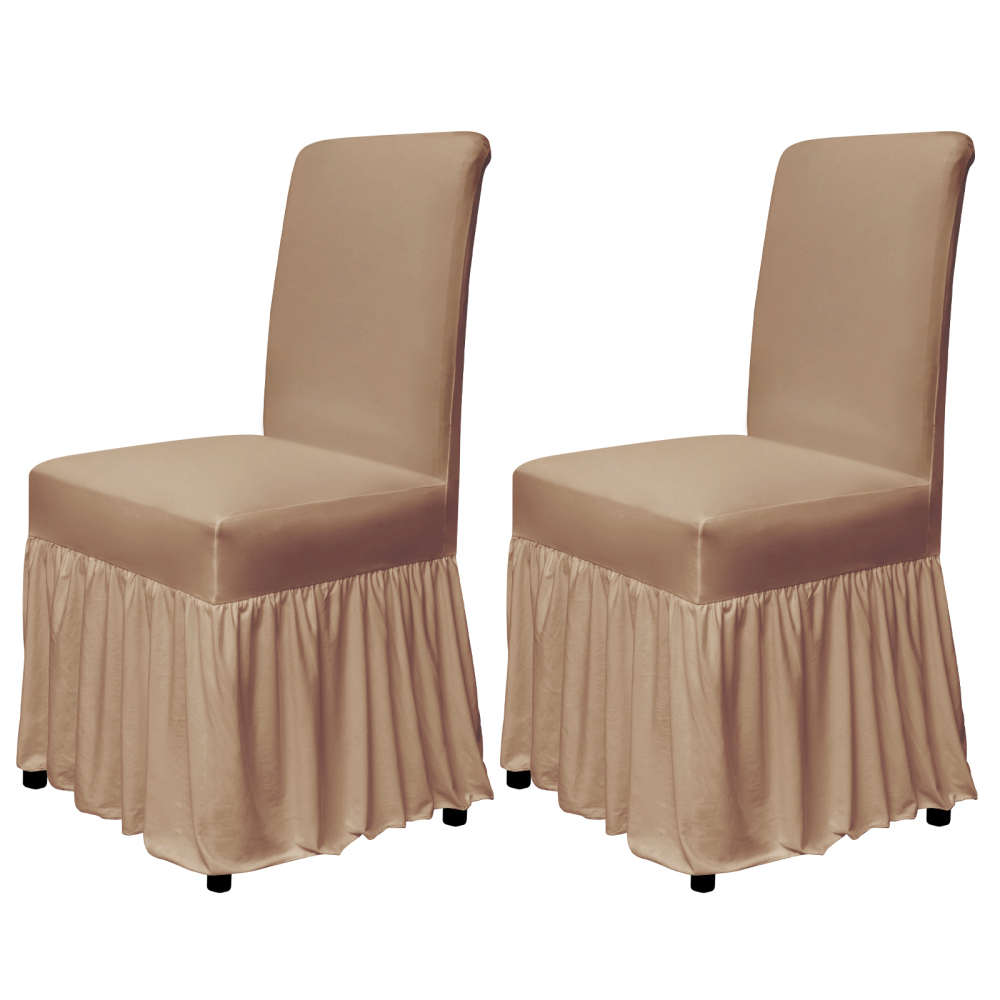 molasofa Chair Covers for Dining Room Set of 2 Stretch Chair Slipcovers with Skirt for Kitchen Seat Protectors Wedding Banquet Decor Kids Pets Spandex Fabric Washable