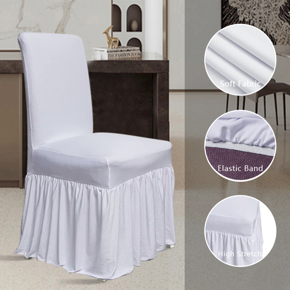 molasofa Chair Covers for Dining Room Set of 2 Stretch Chair Slipcovers with Skirt for Kitchen Seat Protectors Wedding Banquet Decor Kids Pets Spandex Fabric Washable