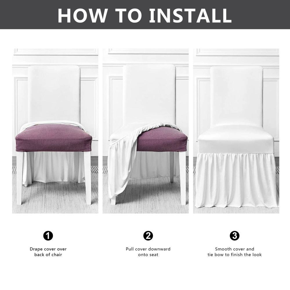 molasofa Chair Covers for Dining Room Set of 2 Stretch Chair Slipcovers with Skirt for Kitchen Seat Protectors Wedding Banquet Decor Kids Pets Spandex Fabric Washable