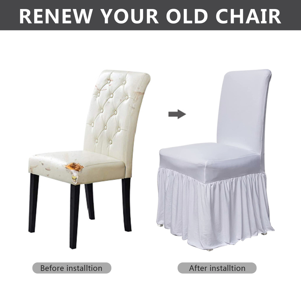 molasofa Chair Covers for Dining Room Set of 2 Stretch Chair Slipcovers with Skirt for Kitchen Seat Protectors Wedding Banquet Decor Kids Pets Spandex Fabric Washable