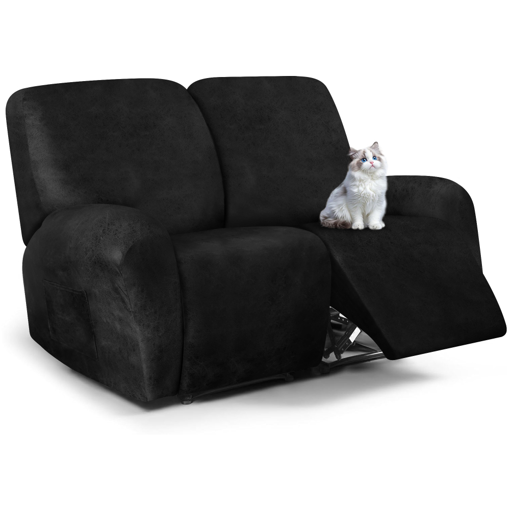 molasofa Recliner Loveseat Covers - Leather Like Loveseat 2 Seater Recliner Couch Covers for 2 Cushion Couch 6 Pieces Stretch Dual Reclining Loveseat Couch Covers