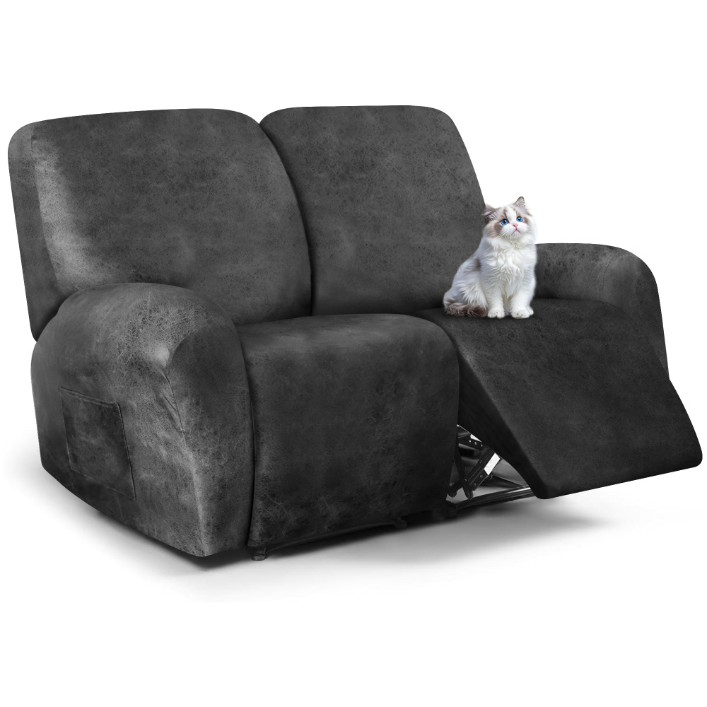 molasofa Recliner Loveseat Covers - Leather Like Loveseat 2 Seater Recliner Couch Covers for 2 Cushion Couch 6 Pieces Stretch Dual Reclining Loveseat Couch Covers