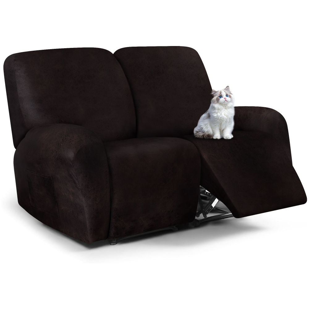 molasofa Recliner Loveseat Covers - Leather Like Loveseat 2 Seater Recliner Couch Covers for 2 Cushion Couch 6 Pieces Stretch Dual Reclining Loveseat Couch Covers