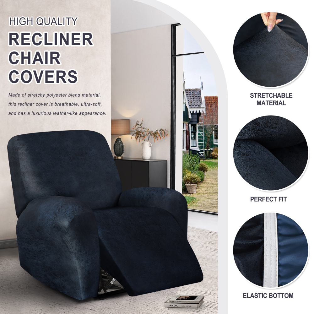 molasofa Leather Like Recliner Chair Covers - Large Lazy Boy Recliner Chair Covers for Reclining Chair 4 Pieces Washable Recliner Slip Covers that Stay in Place