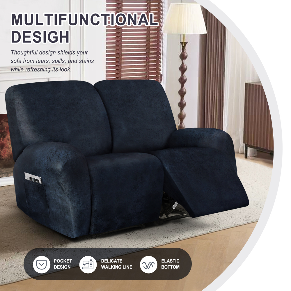 molasofa Recliner Loveseat Covers - Leather Like Loveseat 2 Seater Recliner Couch Covers for 2 Cushion Couch 6 Pieces Stretch Dual Reclining Loveseat Couch Covers