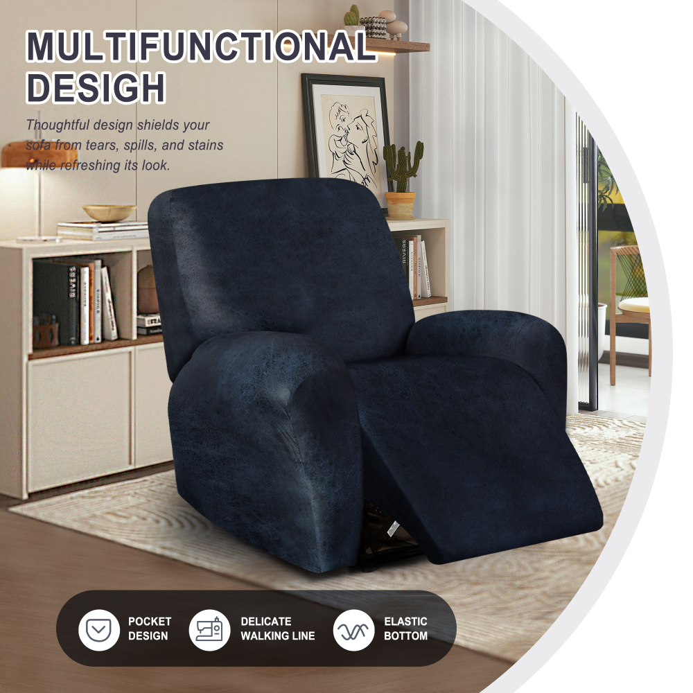 molasofa Leather Like Recliner Chair Covers - Large Lazy Boy Recliner Chair Covers for Reclining Chair 4 Pieces Washable Recliner Slip Covers that Stay in Place