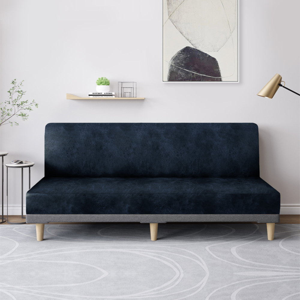 molasofa Leather Like Stretch Futon Slipcover Armless Futon Bed Sofa Cover Furniture Protector with Elastic Bottom, Soft and Washable Futon Cover for Sofa Bed Stay in Place(1)
