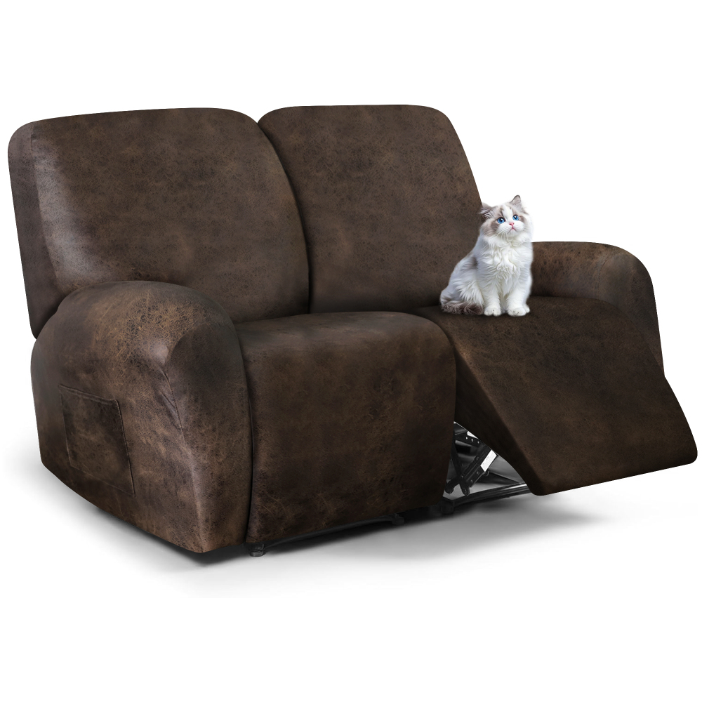 molasofa Recliner Loveseat Covers - Leather Like Loveseat 2 Seater Recliner Couch Covers for 2 Cushion Couch 6 Pieces Stretch Dual Reclining Loveseat Couch Covers