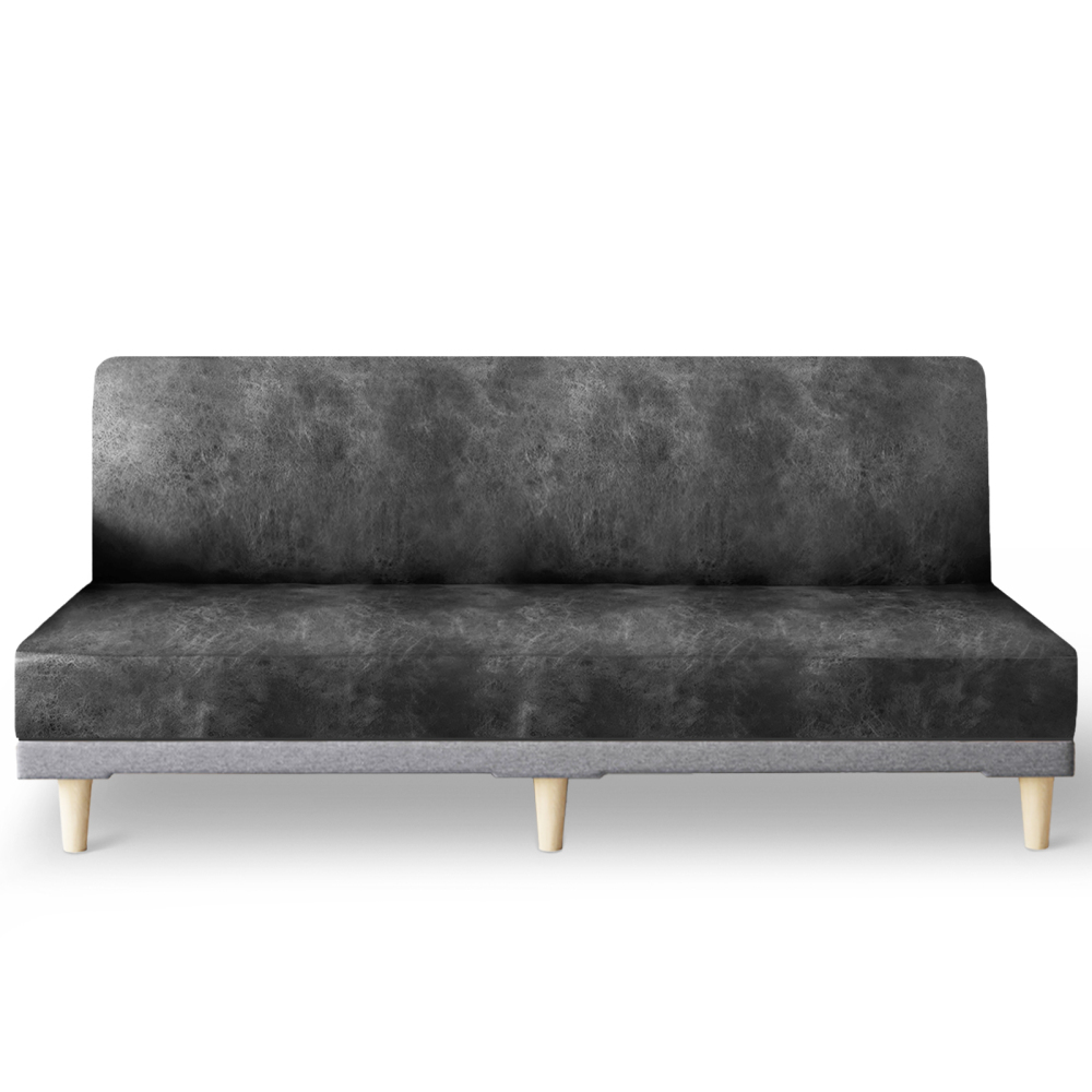 molasofa Leather Like Stretch Futon Slipcover Armless Futon Bed Sofa Cover Furniture Protector with Elastic Bottom, Soft and Washable Futon Cover for Sofa Bed Stay in Place(1)