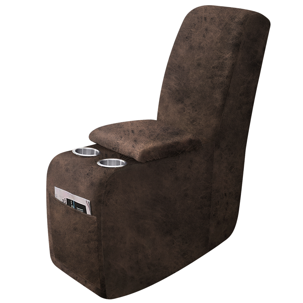 molasofa Leather Like Additional Recliner Console Cover for Reclining Loveseat Covers Stretch Jacquard Middle Console Cover for Recliner Couch and Sofa Dark Beige