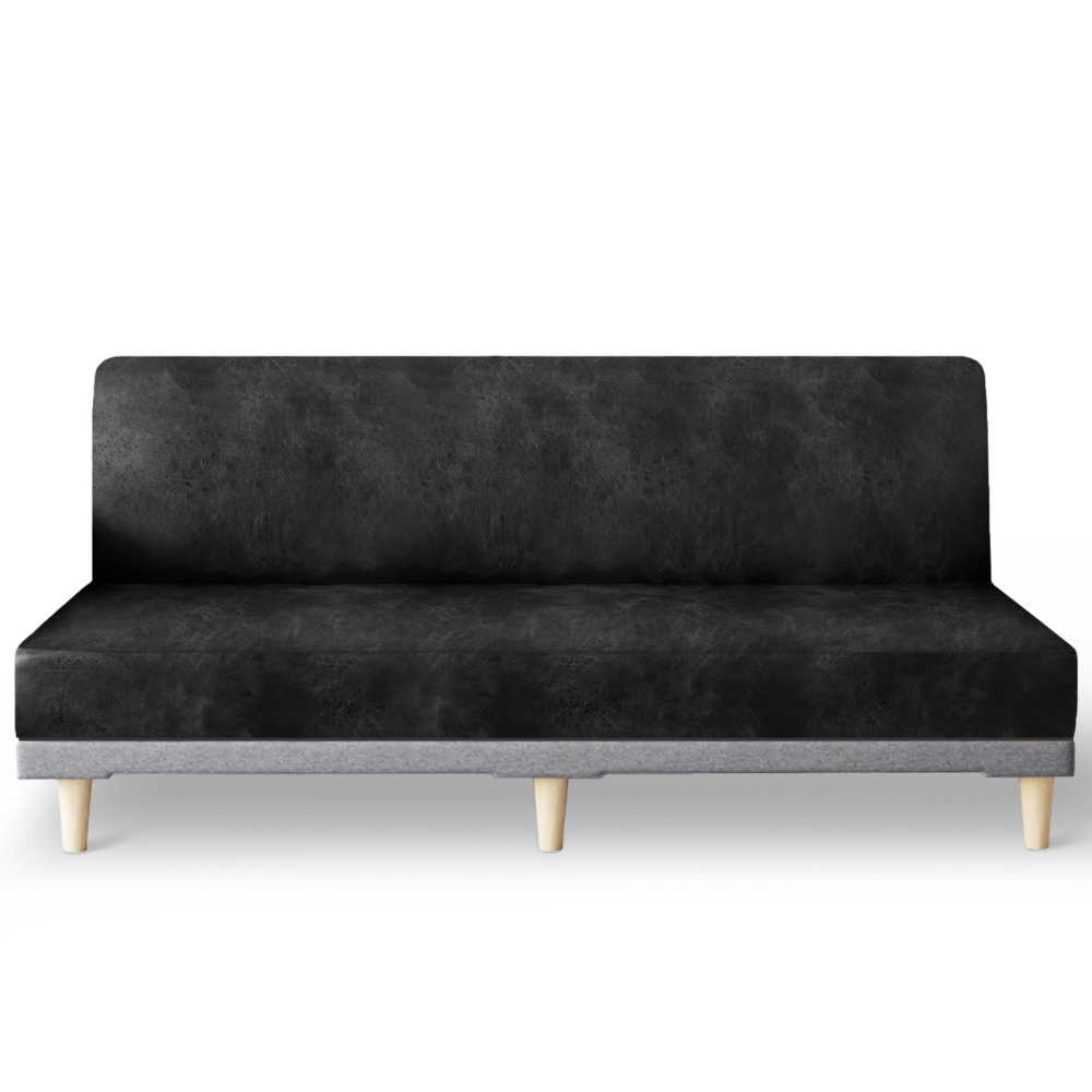 molasofa Leather Like Stretch Futon Slipcover Armless Futon Bed Sofa Cover Furniture Protector with Elastic Bottom, Soft and Washable Futon Cover for Sofa Bed Stay in Place(1)