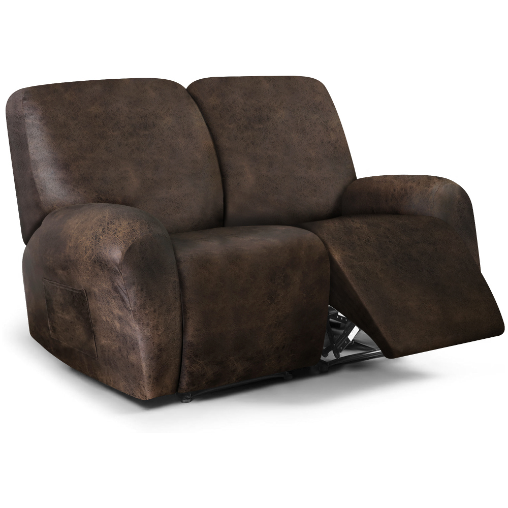 molasofa Loveseat Recliner Slipcover Large Size Oversized - 6 Pieces Stretch Leather Like Recliner Sofa Cover for 2 Seat Dual Reclining Loveseat Couch Furniture Protector