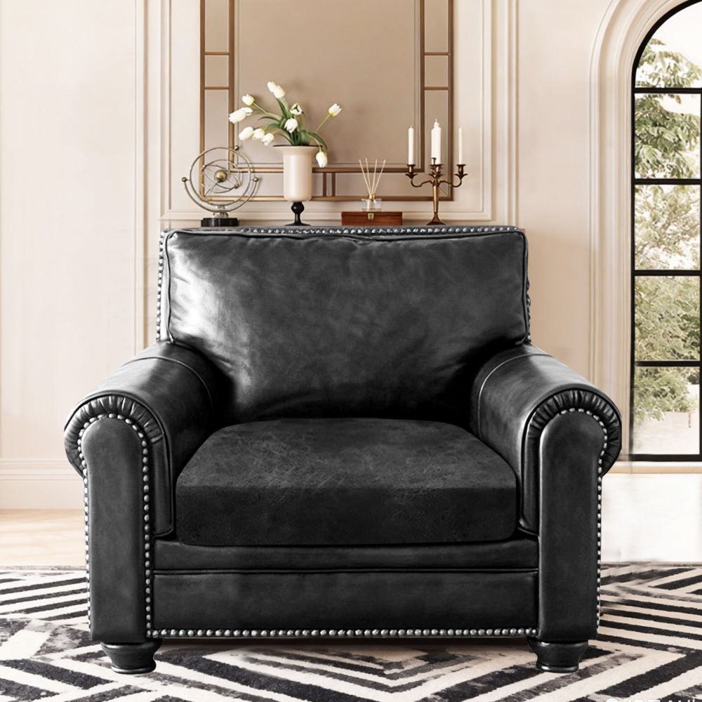 molasofa Leather Look Couch Cushion Covers, Stretch Sofa Cushion Covers for Sectional Armchair Loveseat Protector,Replacement Seat Cushion Slipcovers, Machine Washable