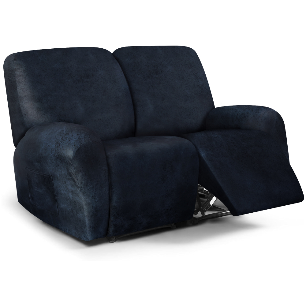 molasofa Loveseat Recliner Slipcover Large Size Oversized - 6 Pieces Stretch Leather Like Recliner Sofa Cover for 2 Seat Dual Reclining Loveseat Couch Furniture Protector