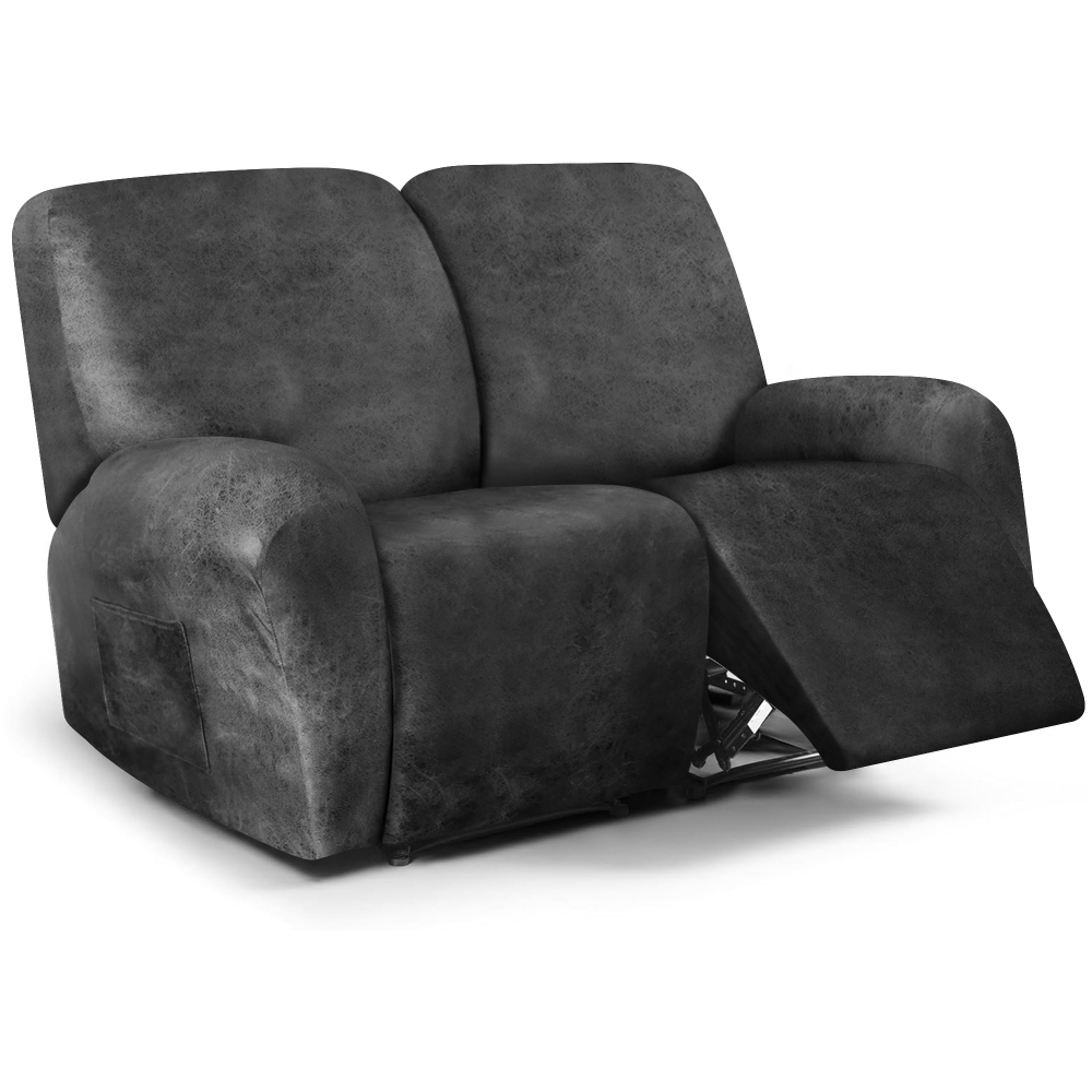 molasofa Loveseat Recliner Slipcover Large Size Oversized - 6 Pieces Stretch Leather Like Recliner Sofa Cover for 2 Seat Dual Reclining Loveseat Couch Furniture Protector