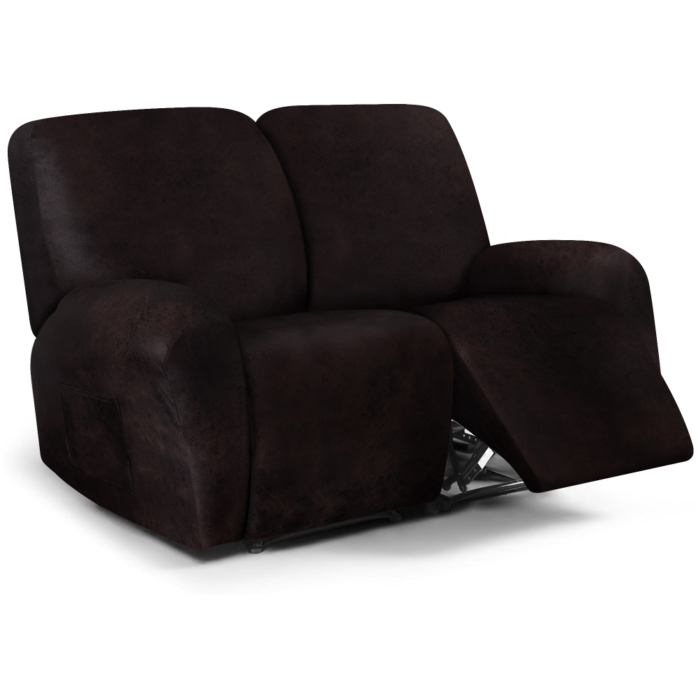molasofa Loveseat Recliner Slipcover Large Size Oversized - 6 Pieces Stretch Leather Like Recliner Sofa Cover for 2 Seat Dual Reclining Loveseat Couch Furniture Protector
